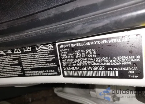 2013 BMW X1 xDrive35I из США, поврежденный, VIN WBAVM5C55DVV89082